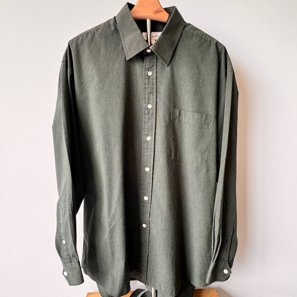 Christian Dior Cotton Blend Long Sleeve Dress Shirt Dark Olive - Picture 3 of 7